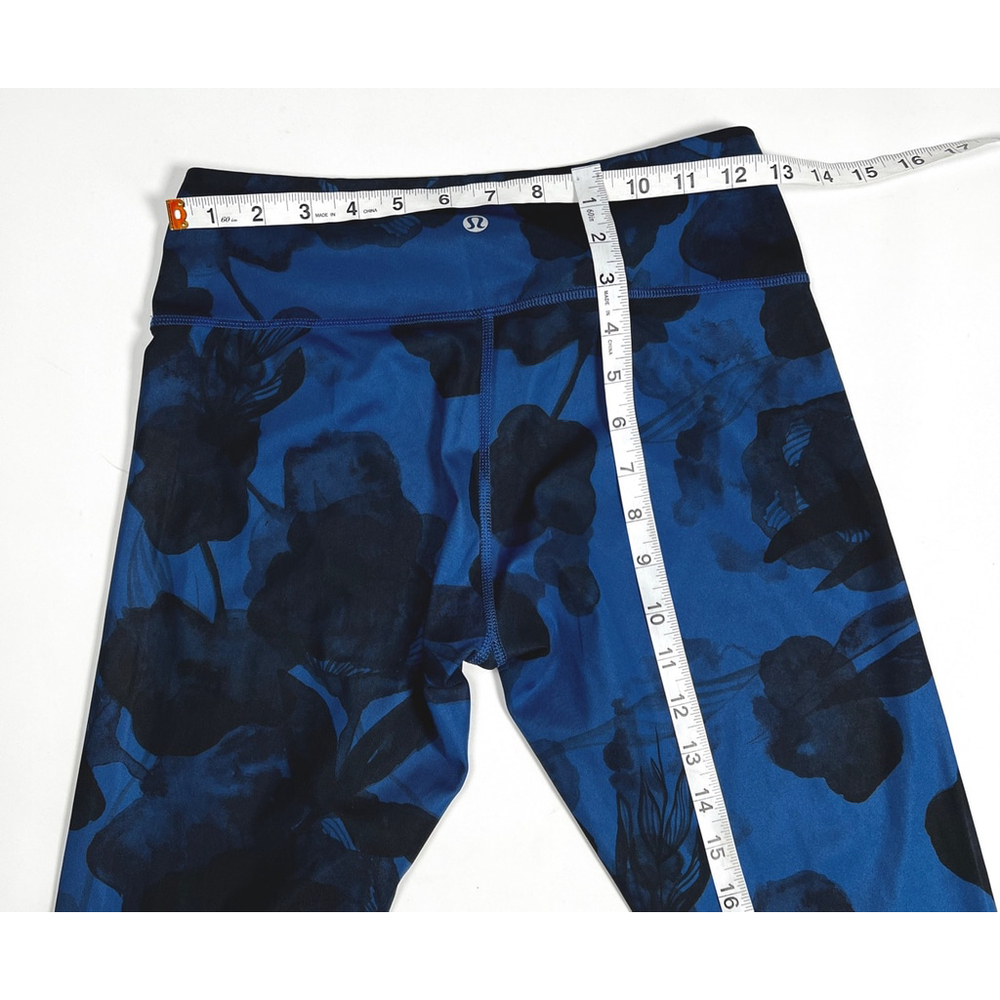 Lululemon Womans Leggings Floral Size 6 Blue Black Abstract - Picture 2 of 4
